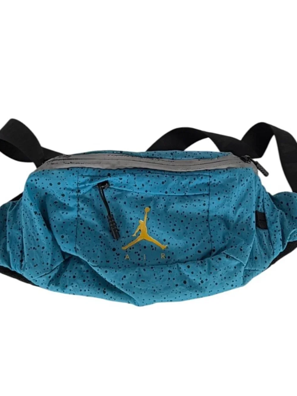 Vintage Air Jordan Blue Speckled Fanny Pack With Adjustable Strap & Yellow Logo